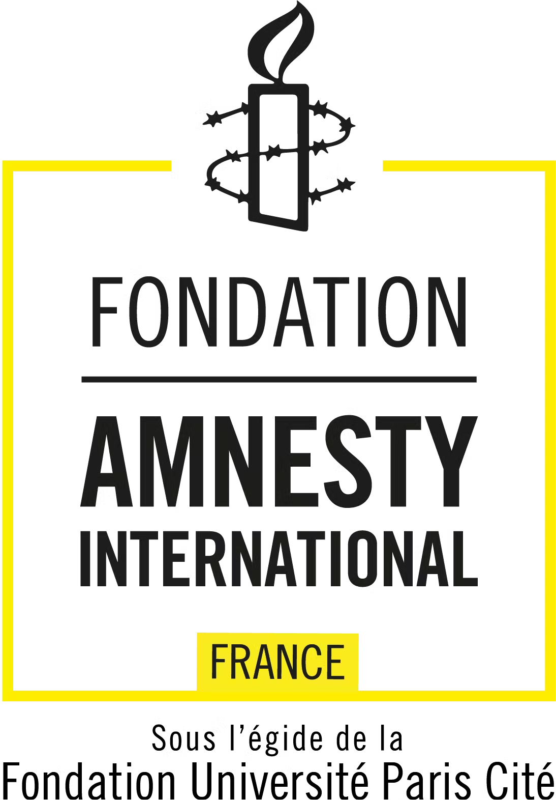 Logo Dondation Amnesty International France, sous l'égide de la Fondation Université Paris Cité